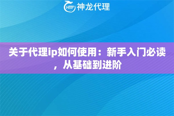 关于代理ip如何使用：新手入门必读，从基础到进阶