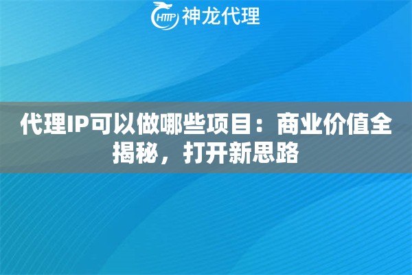 代理IP可以做哪些项目：商业价值全揭秘，打开新思路