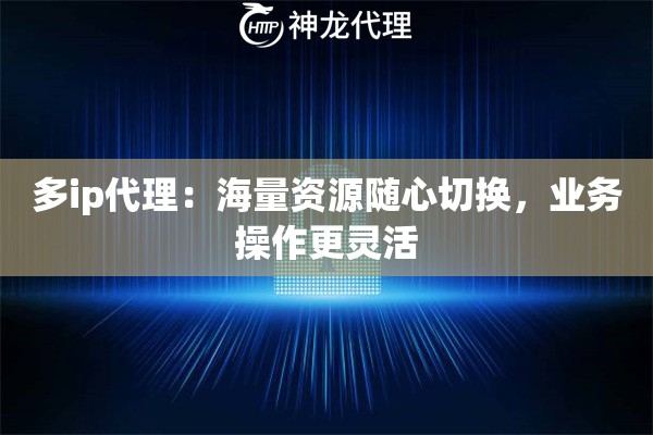 多ip代理:海量资源随心切换,业务操作更灵活 多ip代理:海量资源随心切换,业务操作更灵活