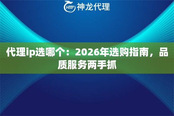 代理ip选哪个：2026年选购指南，品质服务两手抓