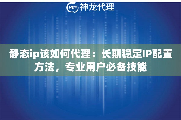 静态ip该如何代理：长期稳定IP配置方法，专业用户必备技能