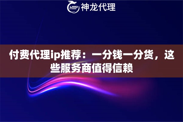 付费代理ip推荐:一分钱一分货,这些服务商值得信赖 付费代理ip推荐:一分钱一分货,这些服务商值得信赖