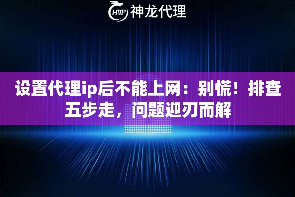 设置代理ip后不能上网：别慌！排查五步走，问题迎刃而解