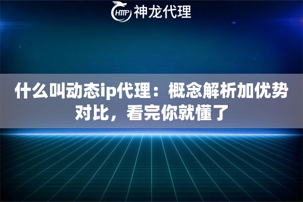 什么叫动态ip代理：概念解析加优势对比，看完你就懂了