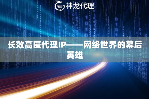 长效高匿代理IP——网络世界的幕后英雄