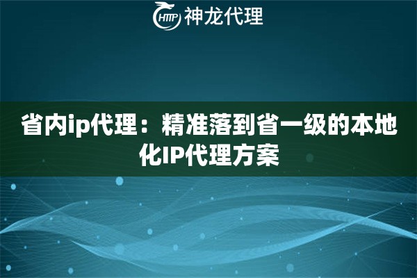 省内ip代理：精准落到省一级的本地化IP代理方案