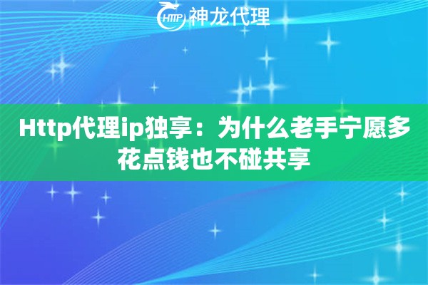 Http代理ip独享：为什么老手宁愿多花点钱也不碰共享