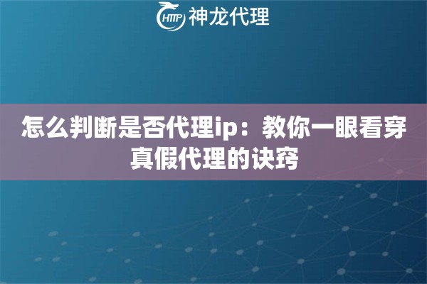 怎么判断是否代理ip：教你一眼看穿真假代理的诀窍