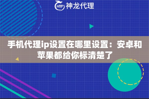 手机代理ip设置在哪里设置：安卓和苹果都给你标清楚了