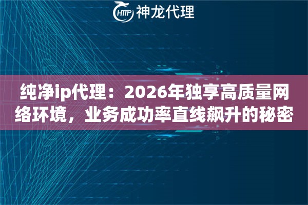 纯净ip代理：2026年独享高质量网络环境，业务成功率直线飙升的秘密