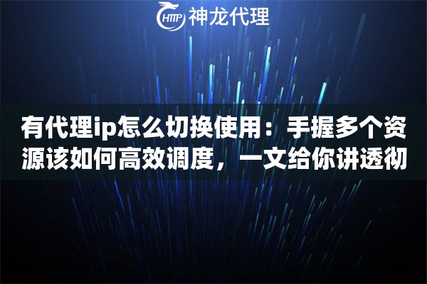 有代理ip怎么切换使用：手握多个资源该如何高效调度，一文给你讲透彻