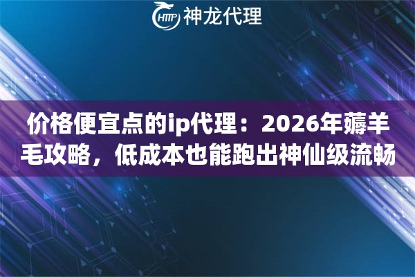 价格便宜点的ip代理：2026年薅羊毛攻略，低成本也能跑出神仙级流畅度