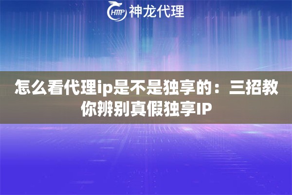 怎么看代理ip是不是独享的：三招教你辨别真假独享IP