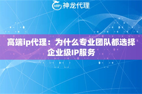高端ip代理：为什么专业团队都选择企业级IP服务