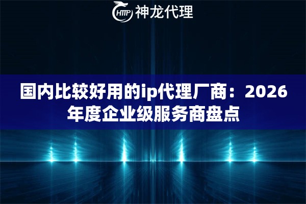 国内比较好用的ip代理厂商：2026年度企业级服务商盘点