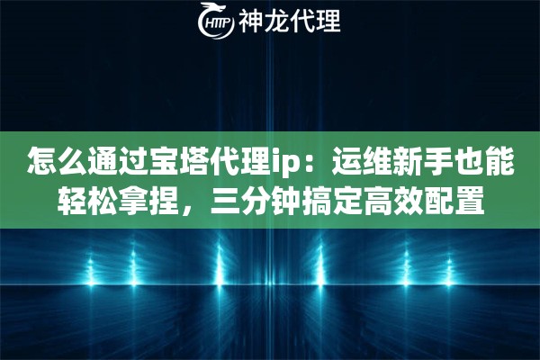 怎么通过宝塔代理ip：运维新手也能轻松拿捏，三分钟搞定高效配置