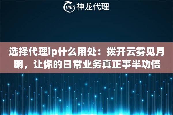 选择代理ip什么用处：拨开云雾见月明，让你的日常业务真正事半功倍