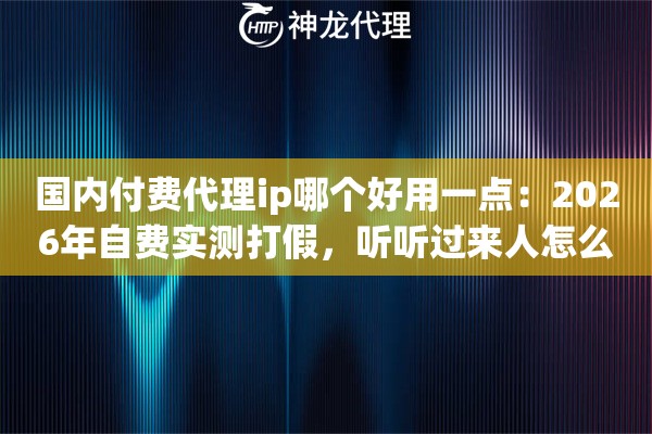 国内付费代理ip哪个好用一点：2026年自费实测打假，听听过来人怎么说
