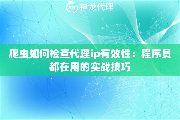 爬虫如何检查代理ip有效性：程序员都在用的实战技巧