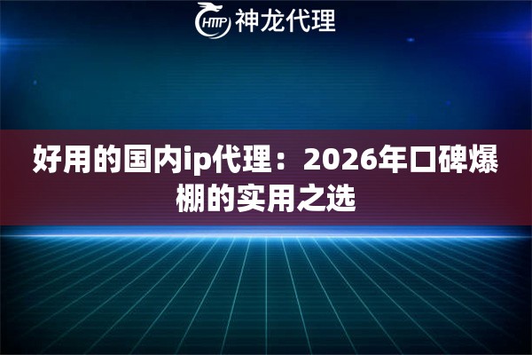 好用的国内ip代理：2026年口碑爆棚的实用之选