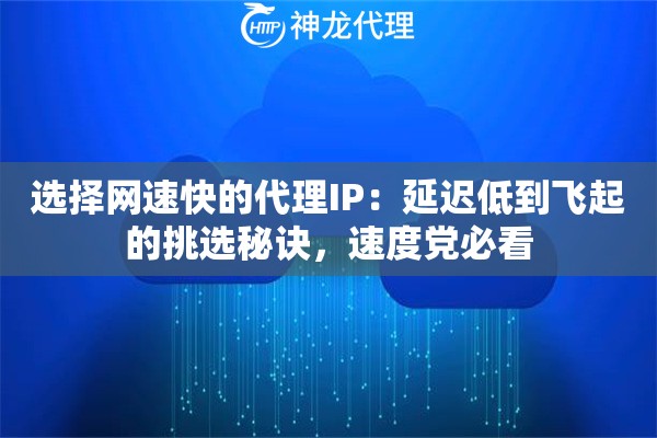 选择网速快的代理IP：延迟低到飞起的挑选秘诀，速度党必看
