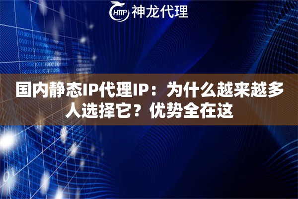 国内静态IP代理IP：为什么越来越多人选择它？优势全在这