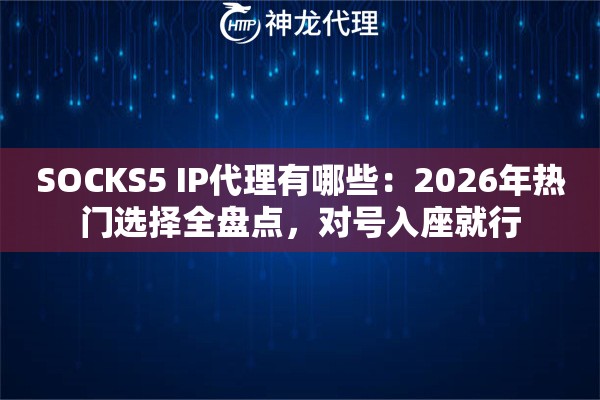 SOCKS5 IP代理有哪些：2026年热门选择全盘点，对号入座就行