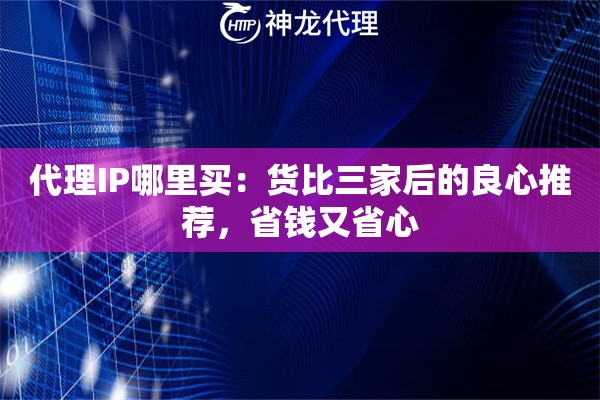 代理IP哪里买：货比三家后的良心推荐，省钱又省心