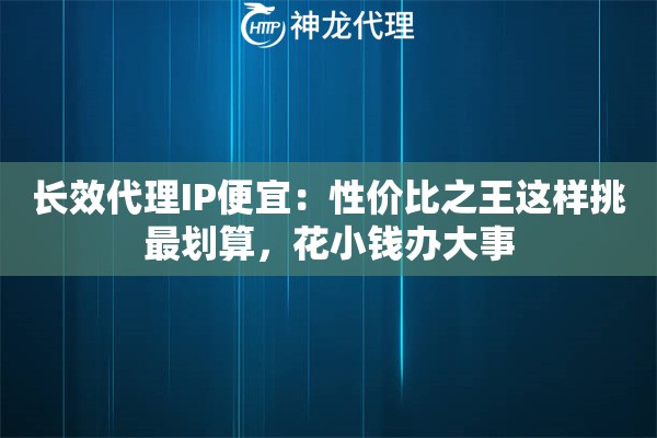长效代理IP便宜：性价比之王这样挑最划算，花小钱办大事