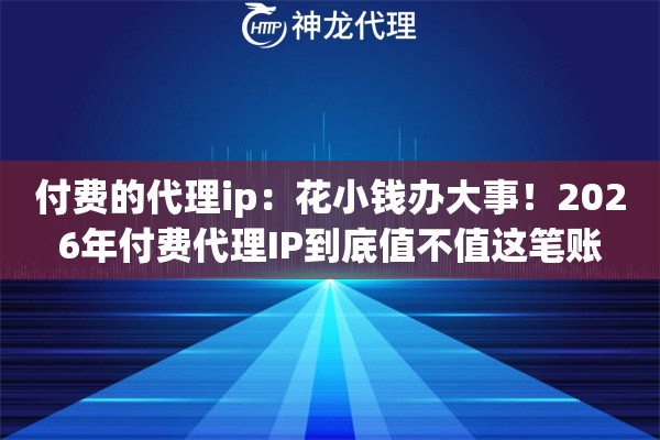 付费的代理ip：花小钱办大事！2026年付费代理IP到底值不值这笔账