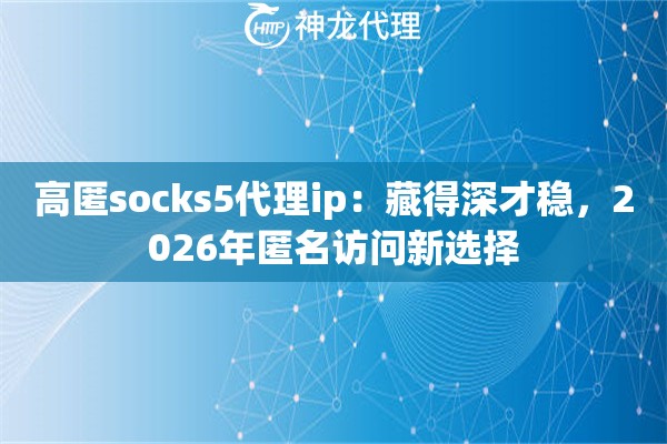 高匿socks5代理ip：藏得深才稳，2026年匿名访问新选择