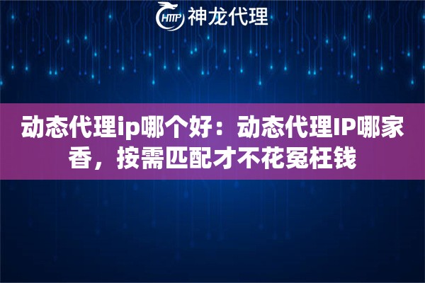 动态代理ip哪个好：动态代理IP哪家香，按需匹配才不花冤枉钱