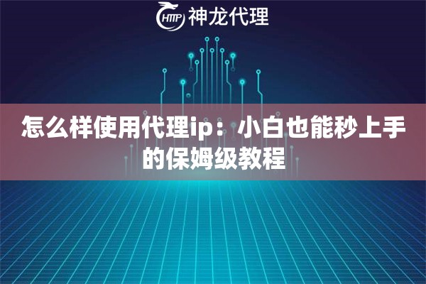怎么样使用代理ip：小白也能秒上手的保姆级教程