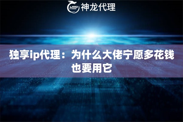 独享ip代理：为什么大佬宁愿多花钱也要用它