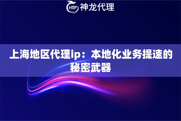 上海地区代理ip：本地化业务提速的秘密武器
