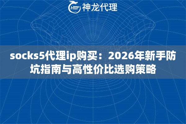 socks5代理ip购买：2026年新手防坑指南与高性价比选购策略