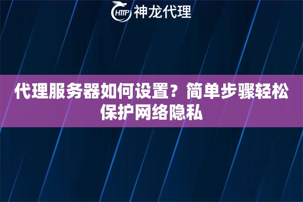 代理服务器如何设置？简单步骤轻松保护网络隐私