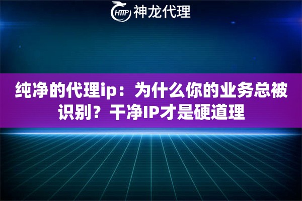 纯净的代理ip：为什么你的业务总被识别？干净IP才是硬道理