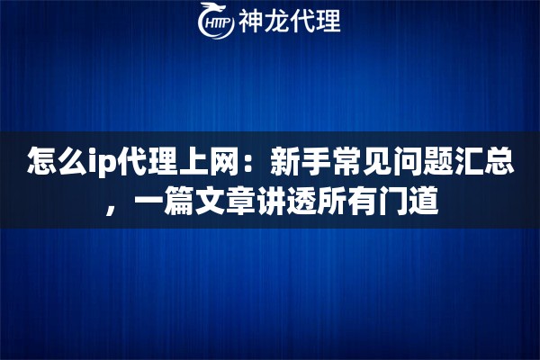 怎么ip代理上网：新手常见问题汇总，一篇文章讲透所有门道