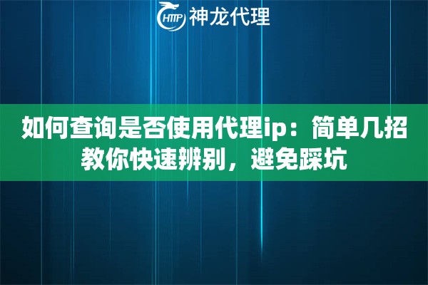 如何查询是否使用代理ip：简单几招教你快速辨别，避免踩坑
