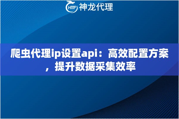 爬虫代理ip设置api：高效配置方案，提升数据采集效率