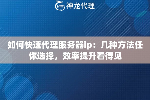 如何快速代理服务器ip：几种方法任你选择，效率提升看得见