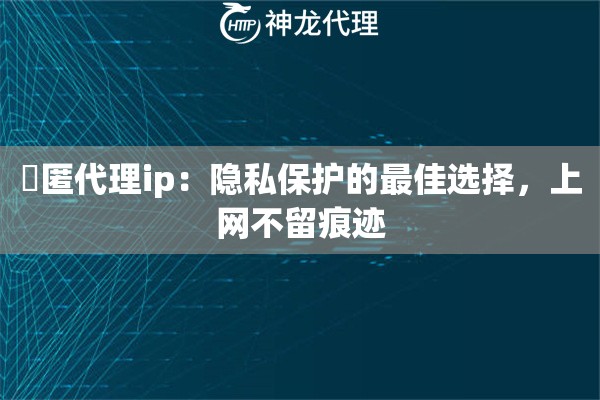 髙匿代理ip：隐私保护的最佳选择，上网不留痕迹