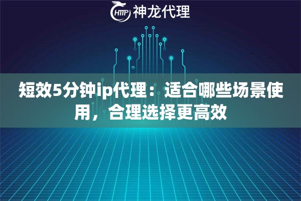 短效5分钟ip代理：适合哪些场景使用，合理选择更高效