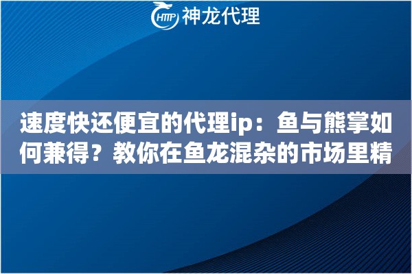 速度快还便宜的代理ip：鱼与熊掌如何兼得？教你在鱼龙混杂的市场里精准“捡漏”