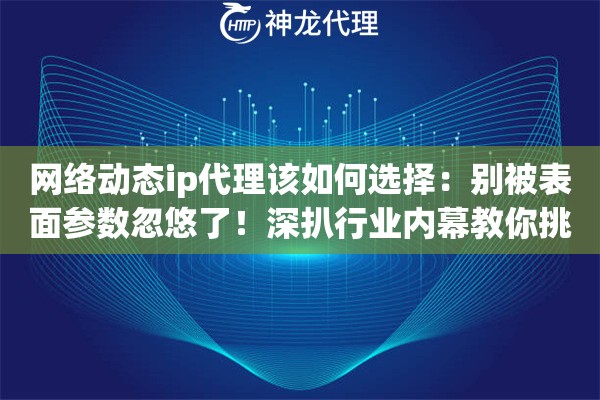 网络动态ip代理该如何选择：别被表面参数忽悠了！深扒行业内幕教你挑出真正的高匿神器
