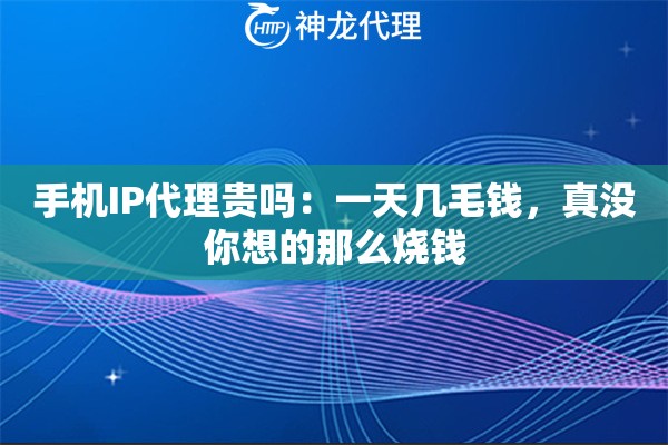 手机IP代理贵吗：一天几毛钱，真没你想的那么烧钱