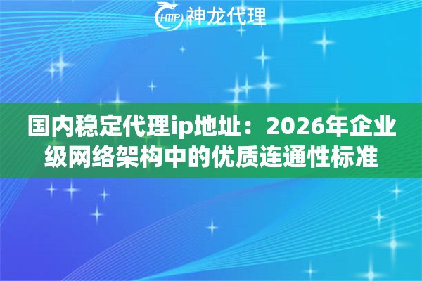 国内稳定代理ip地址：2026年企业级网络架构中的优质连通性标准