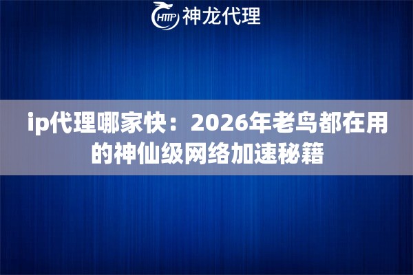 ip代理哪家快：2026年老鸟都在用的神仙级网络加速秘籍