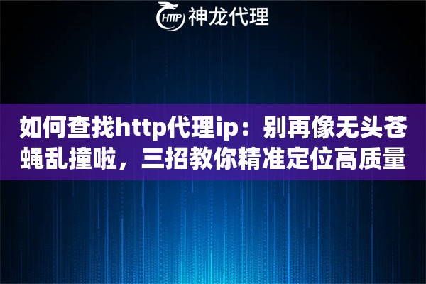 如何查找http代理ip：别再像无头苍蝇乱撞啦，三招教你精准定位高质量资源
